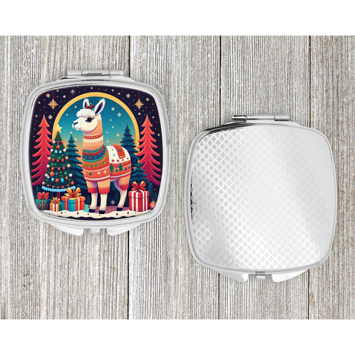 Llama Christmas Compact Mirror Image 4