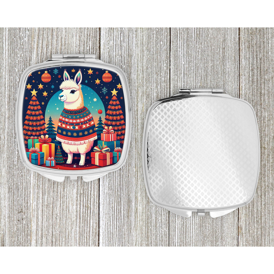 Llama Christmas Compact Mirror Image 4