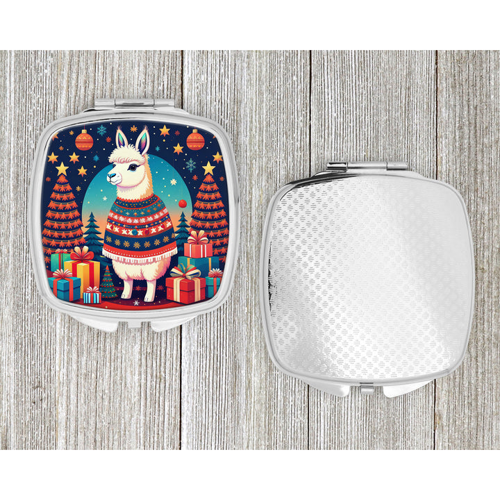 Llama Christmas Compact Mirror Image 4