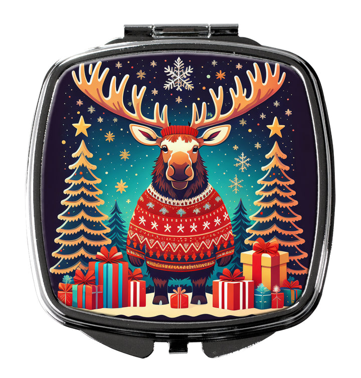 Moose Christmas Compact Mirror Image 1