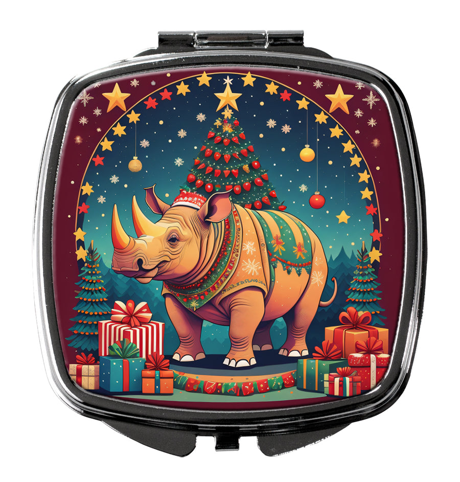 Rhinoceros Christmas Compact Mirror Image 1