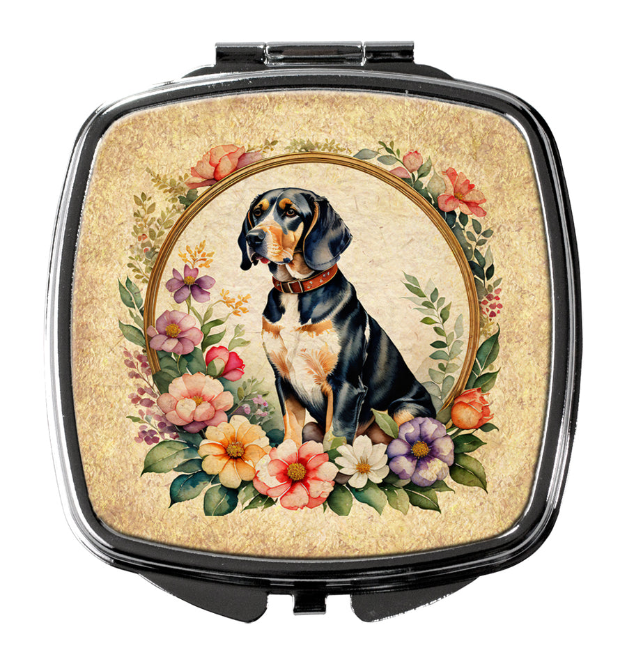 American English Coonhound and Flowers Compact Mirror Image 1