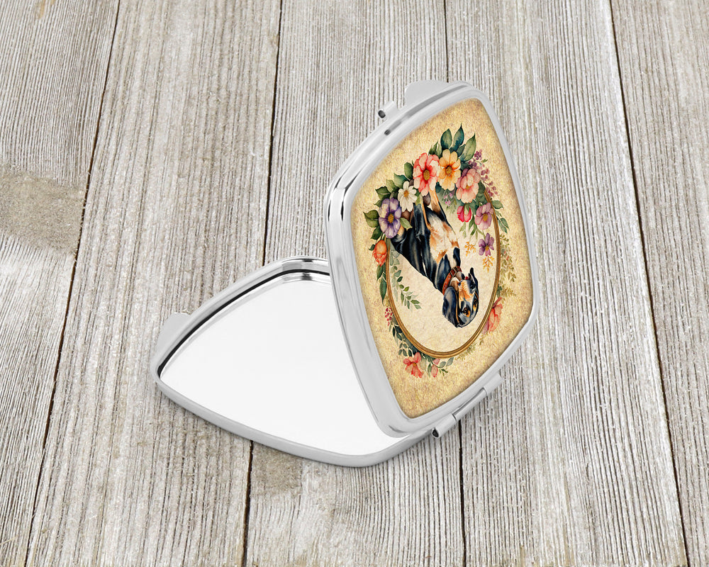 American English Coonhound and Flowers Compact Mirror Image 2