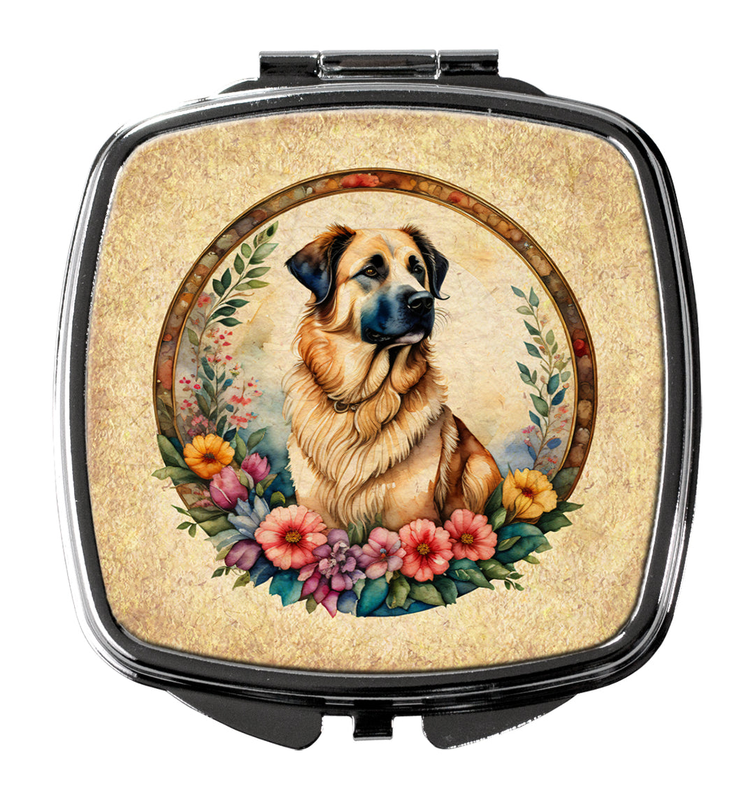 Anatolian Shepherd Dog and Flowers Compact Mirror Image 1