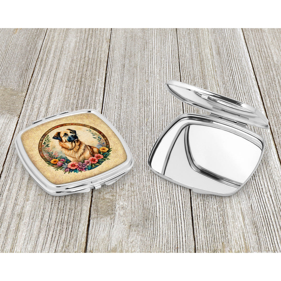 Anatolian Shepherd Dog and Flowers Compact Mirror Image 3