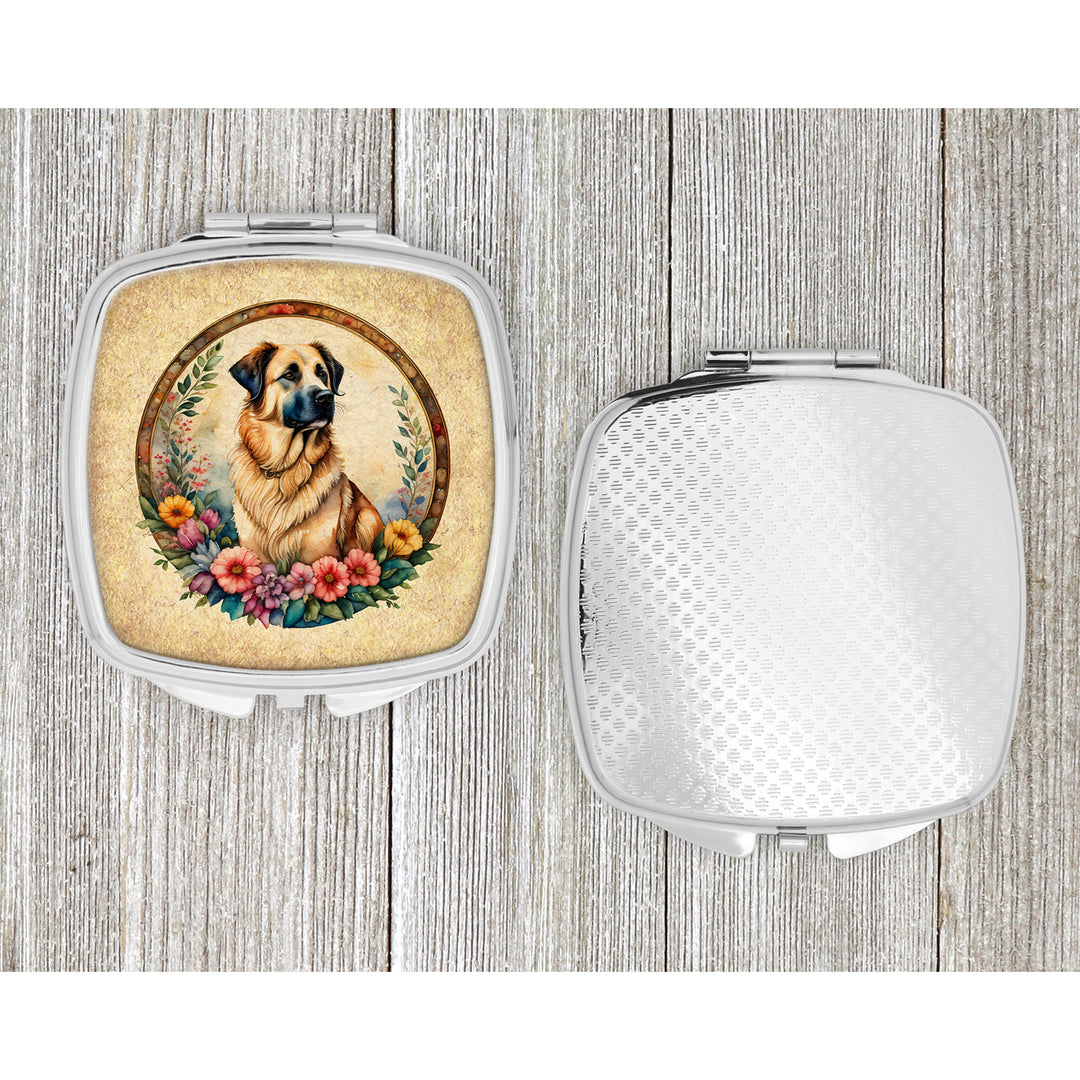 Anatolian Shepherd Dog and Flowers Compact Mirror Image 4