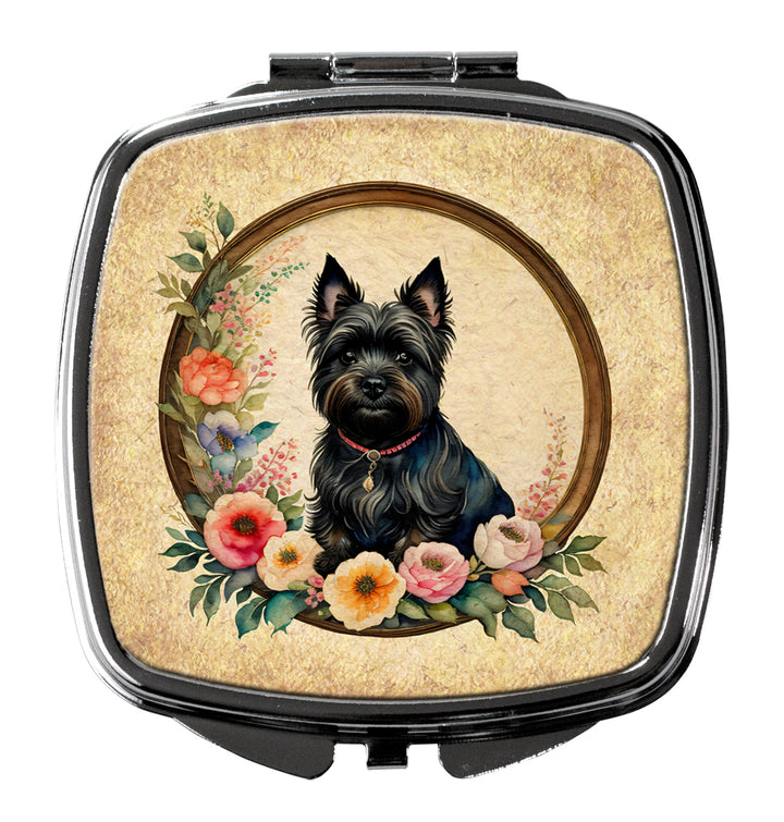 Cairn Terrier and Flowers Compact Mirror Image 1