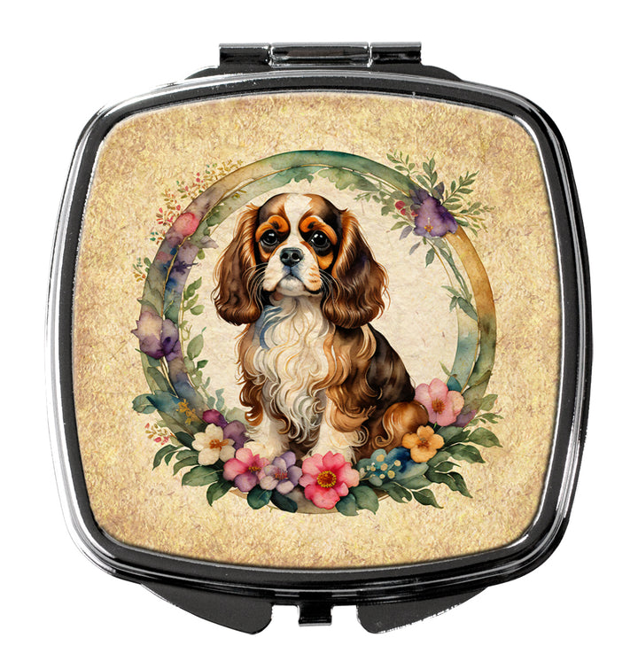 Cavalier Spaniel and Flowers Compact Mirror Image 1