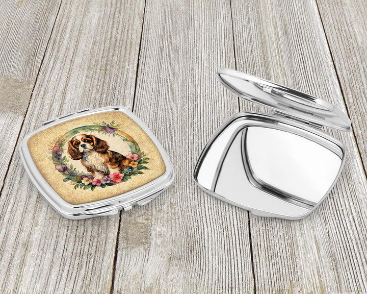 Cavalier Spaniel and Flowers Compact Mirror Image 3