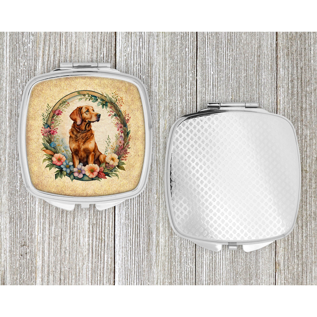 Chesapeake Bay Retriever and Flowers Compact Mirror Image 4