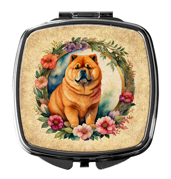 Chow Chow and Flowers Compact Mirror Image 1