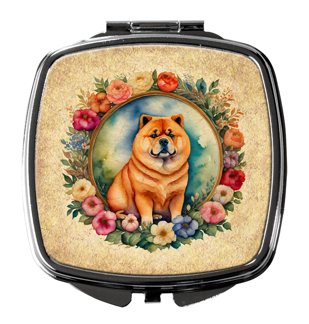 Chow Chow and Flowers Compact Mirror Image 1