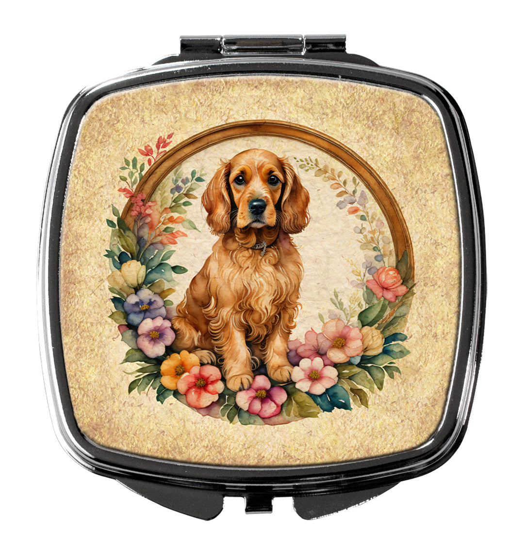 Cocker Spaniel and Flowers Compact Mirror Image 1