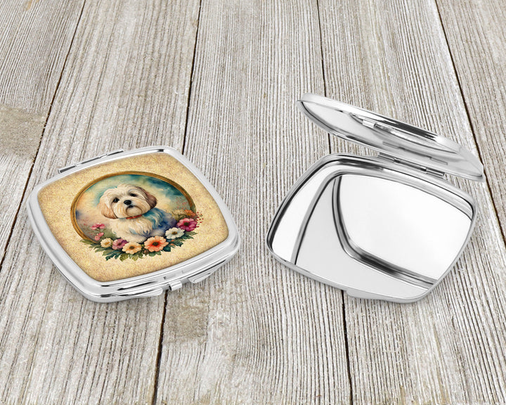 Coton De Tulear and Flowers Compact Mirror Image 3