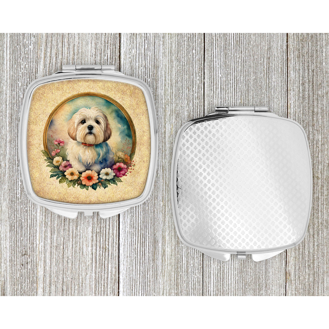 Coton De Tulear and Flowers Compact Mirror Image 4