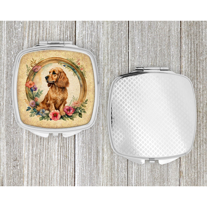 English Cocker Spaniel and Flowers Compact Mirror Image 4