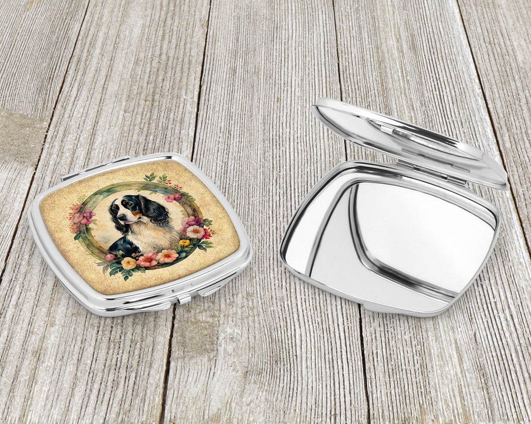 English Springer Spaniel and Flowers Compact Mirror Image 3