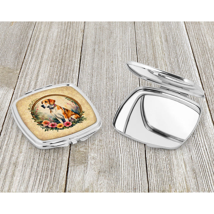 English Foxhound and Flowers Compact Mirror Image 3