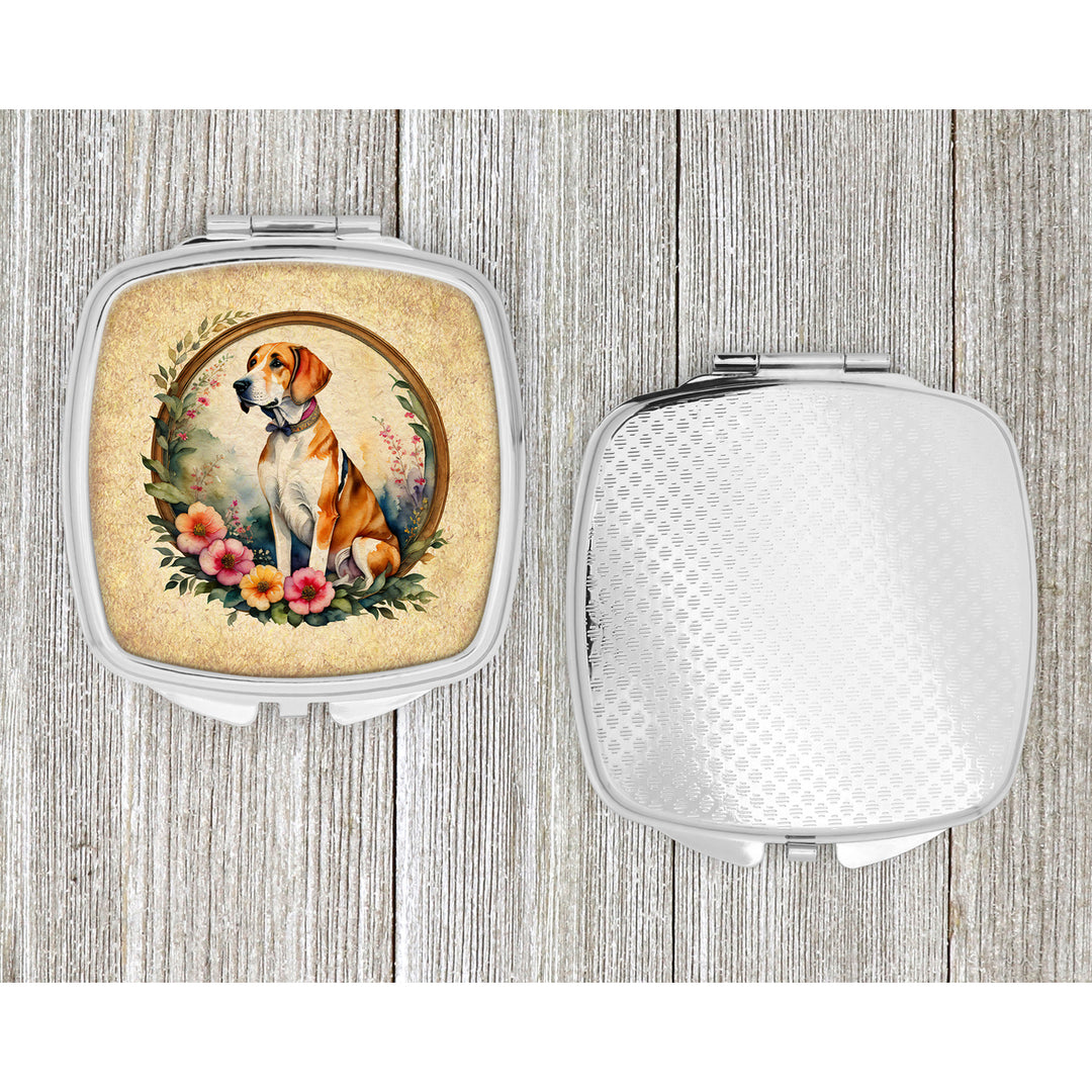 English Foxhound and Flowers Compact Mirror Image 4