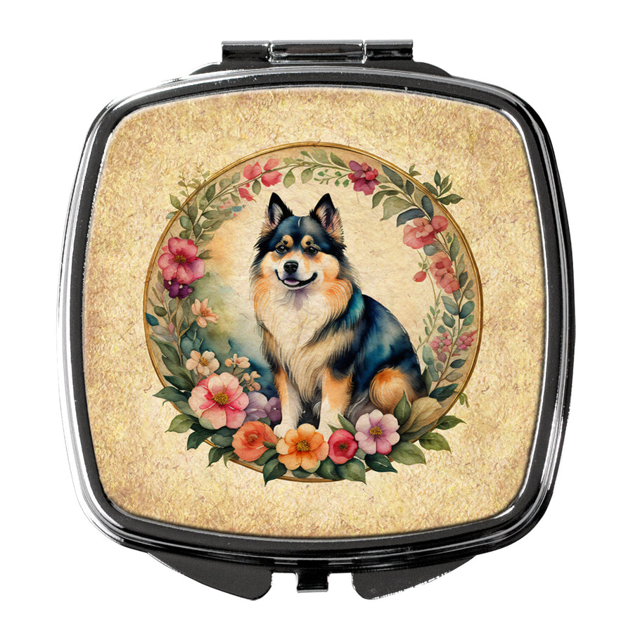 Finnish Lapphund and Flowers Compact Mirror Image 1