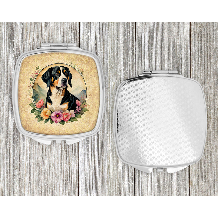 Entlebucher Mountain Dog and Flowers Compact Mirror Image 4