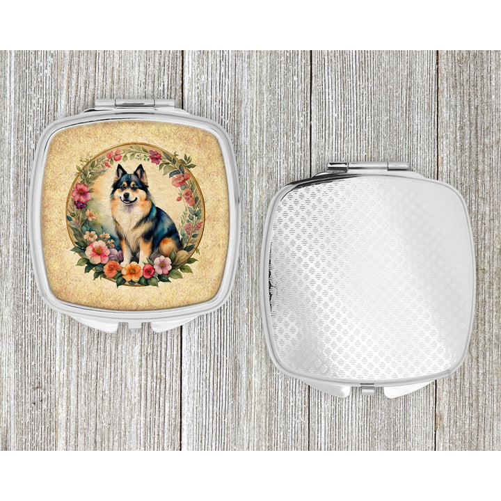 Finnish Lapphund and Flowers Compact Mirror Image 4