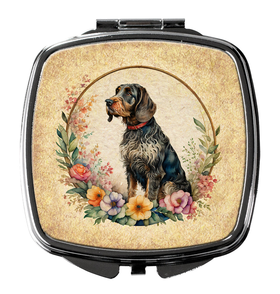 German Wirehaired Pointer and Flowers Compact Mirror Image 1