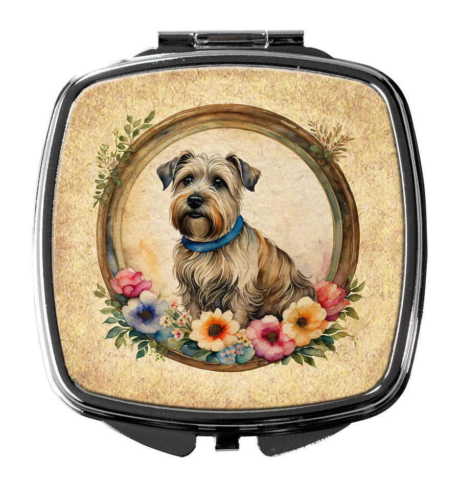 Glen of Imaal Terrier and Flowers Compact Mirror Image 1