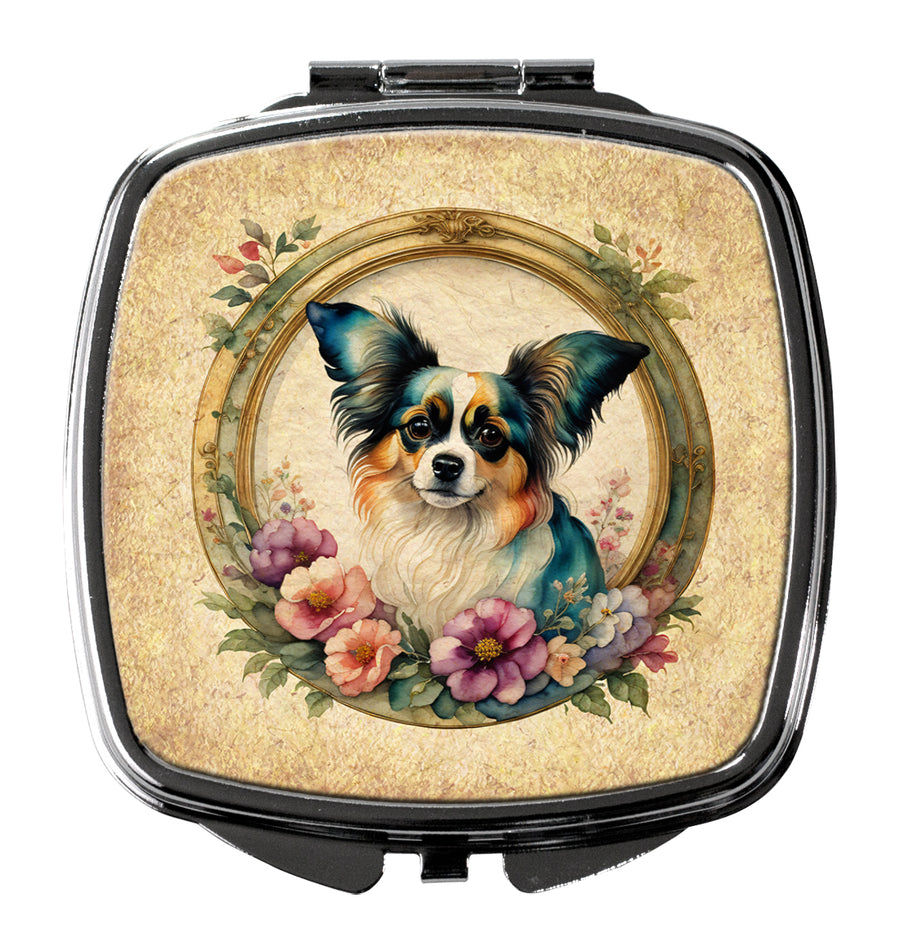 Papillon and Flowers Compact Mirror Image 1