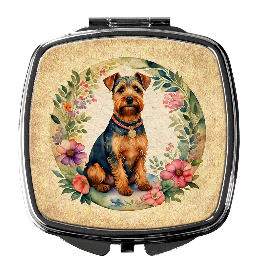 Welsh Terrier and Flowers Compact Mirror Image 1