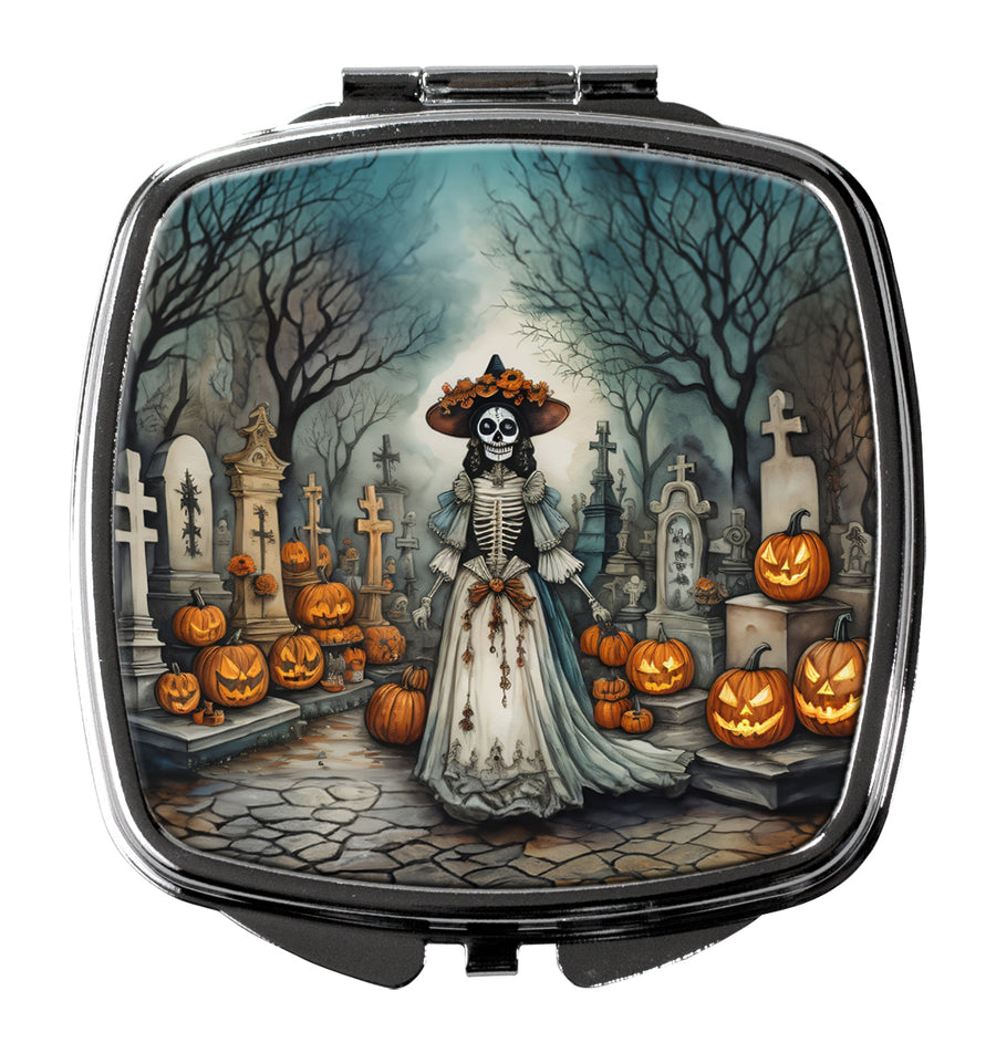 La Catrina Skeleton Spooky Halloween Compact Mirror Image 1