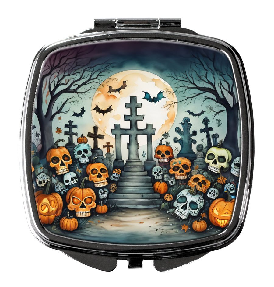 Calaveras Sugar Skulls Spooky Halloween Compact Mirror Image 1
