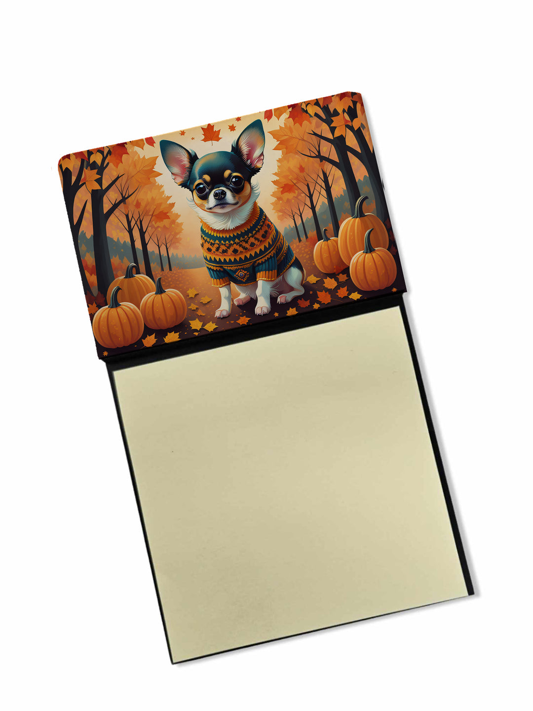 Tricolor Chihuahua Fall Sticky Note Holder Image 1