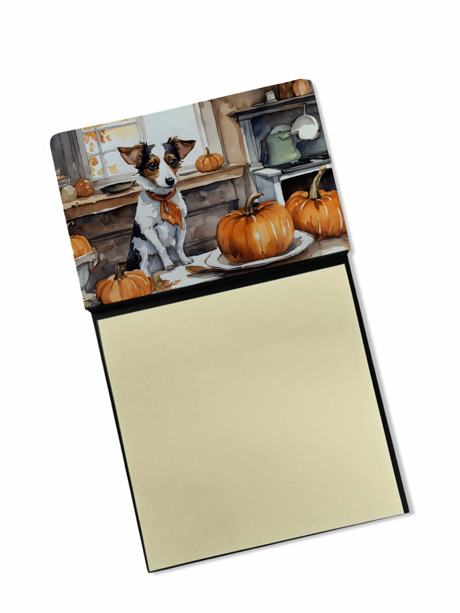 Jack Russell Terrier Fall Kitchen Pumpkins Sticky Note Holder Image 1