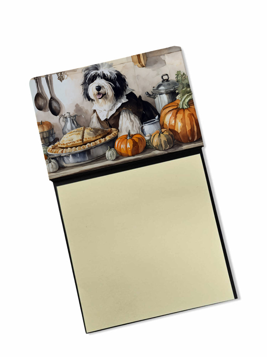Old English Sheepdog Fall Kitchen Pumpkins Sticky Note Holder Image 1