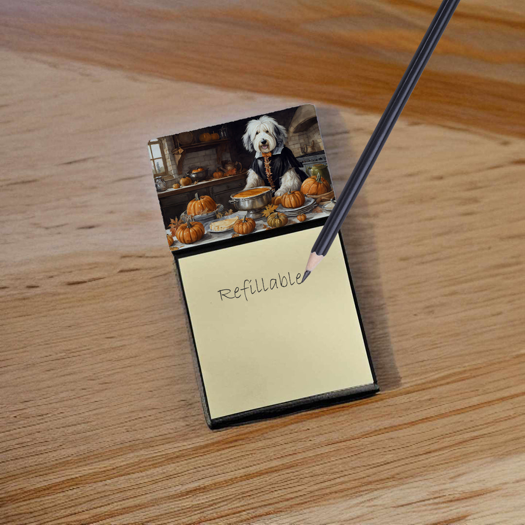 Old English Sheepdog Fall Kitchen Pumpkins Sticky Note Holder Image 2