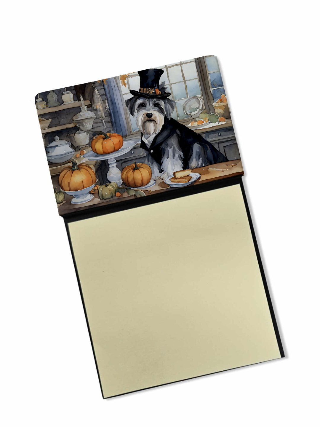 Schnauzer Fall Kitchen Pumpkins Sticky Note Holder Image 1