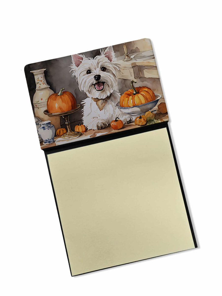 Westie Fall Kitchen Pumpkins Sticky Note Holder Image 1