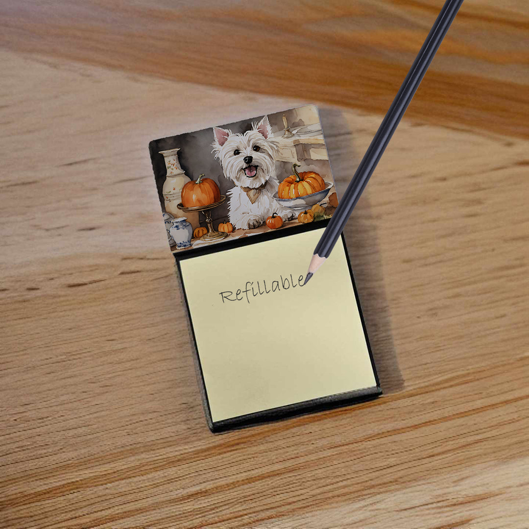 Westie Fall Kitchen Pumpkins Sticky Note Holder Image 2