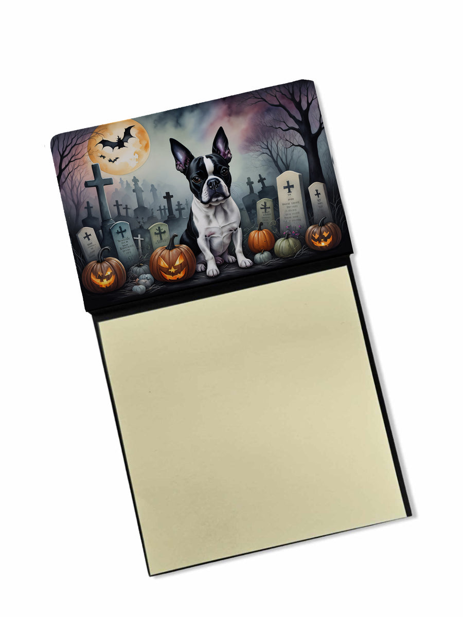 Boston Terrier Spooky Halloween Sticky Note Holder Image 1