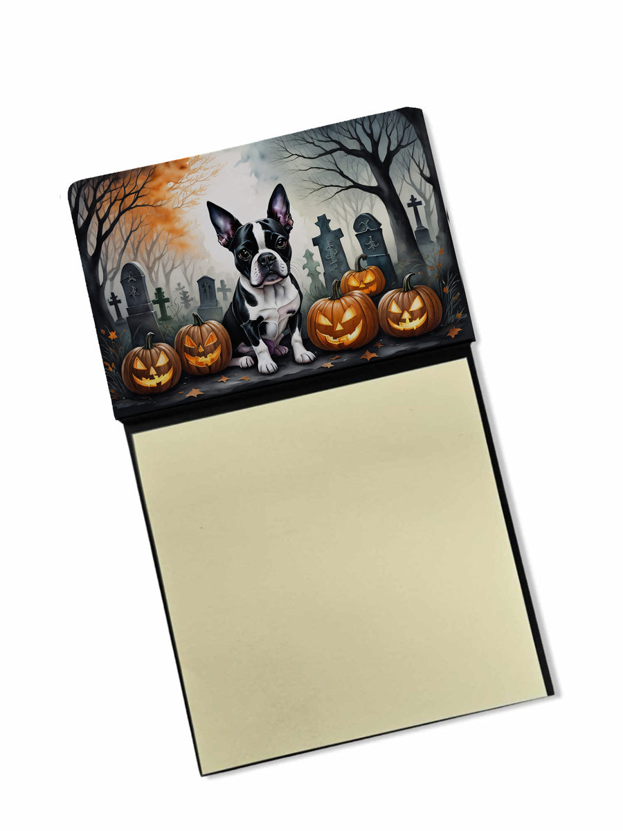 Boston Terrier Spooky Halloween Sticky Note Holder Image 1