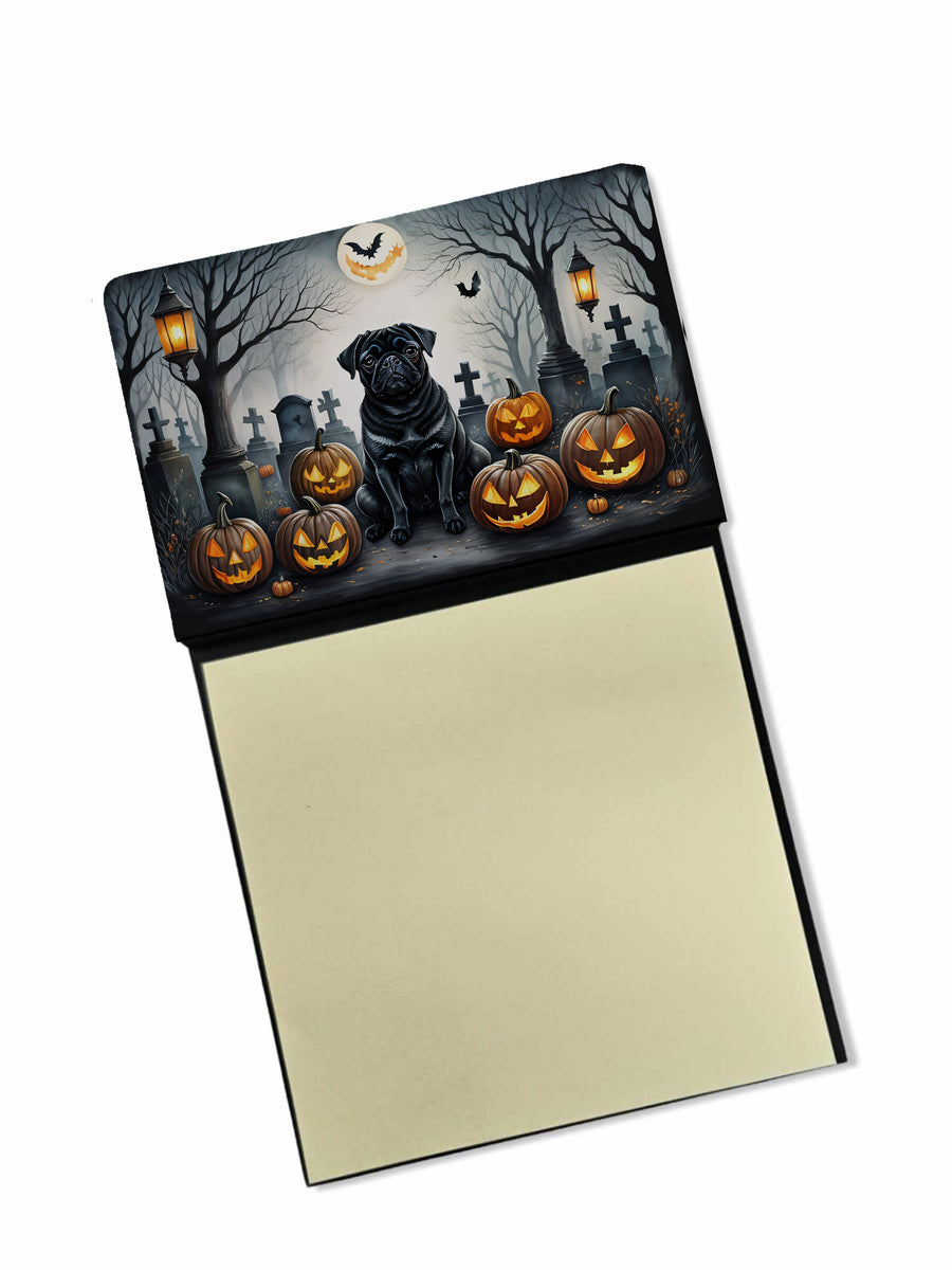 Black Pug Spooky Halloween Sticky Note Holder Image 1