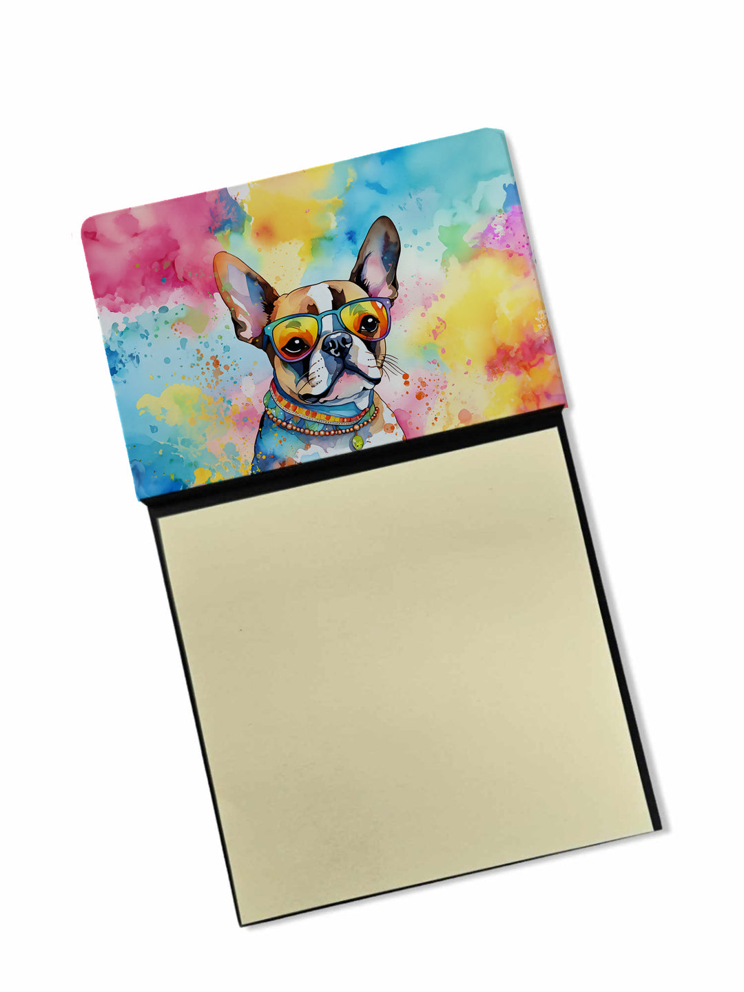 Boston Terrier Hippie Dawg Sticky Note Holder Image 1