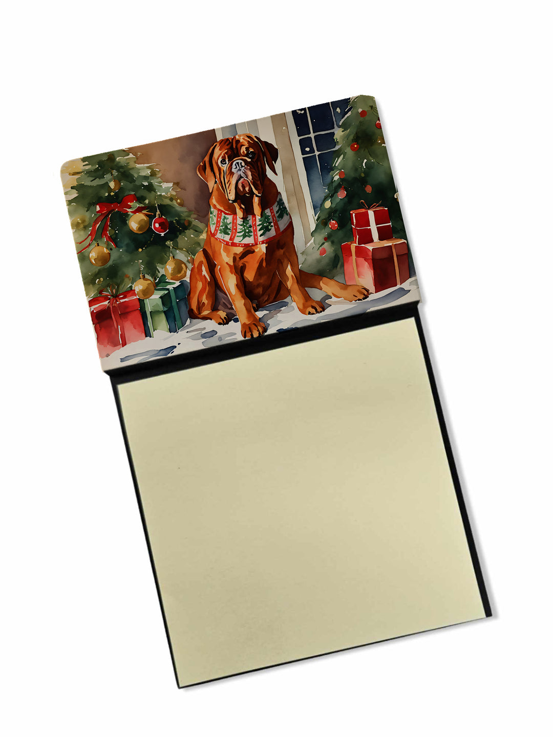 Dogue de Bordeaux Cozy Christmas Sticky Note Holder Image 1