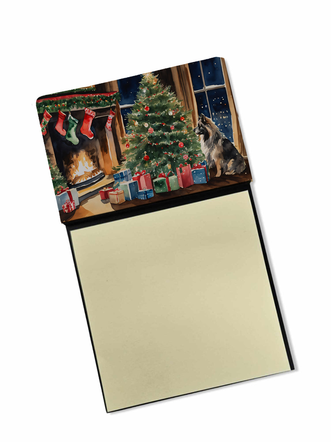 Keeshond Cozy Christmas Sticky Note Holder Image 1
