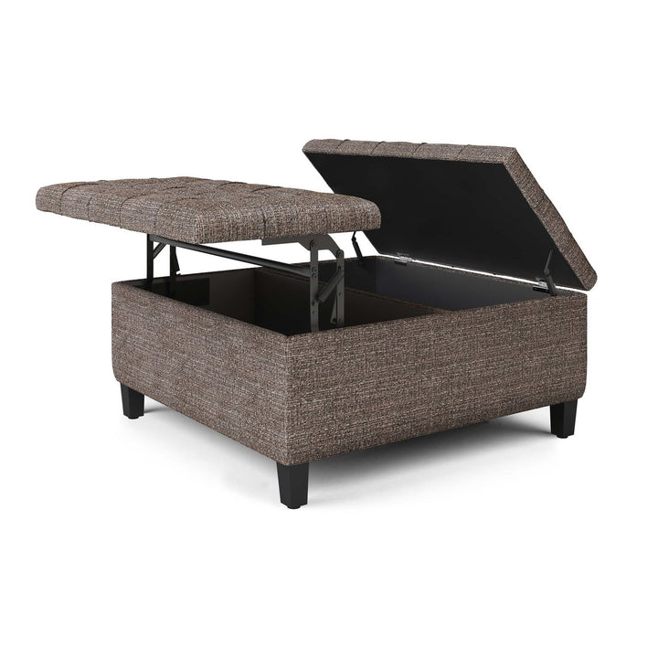 Harrison Coffee Table Ottoman Tweed Square Storage Lift Top 36x36 Living Room Image 1