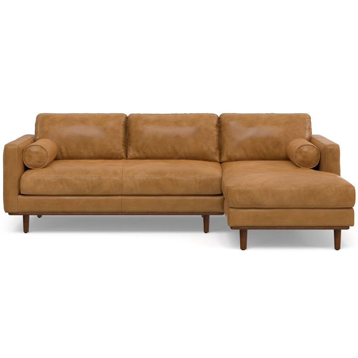 Morrison Leather Sectional Sofa L-Shaped Right Facing Chaise Top Grain Leather Image 2