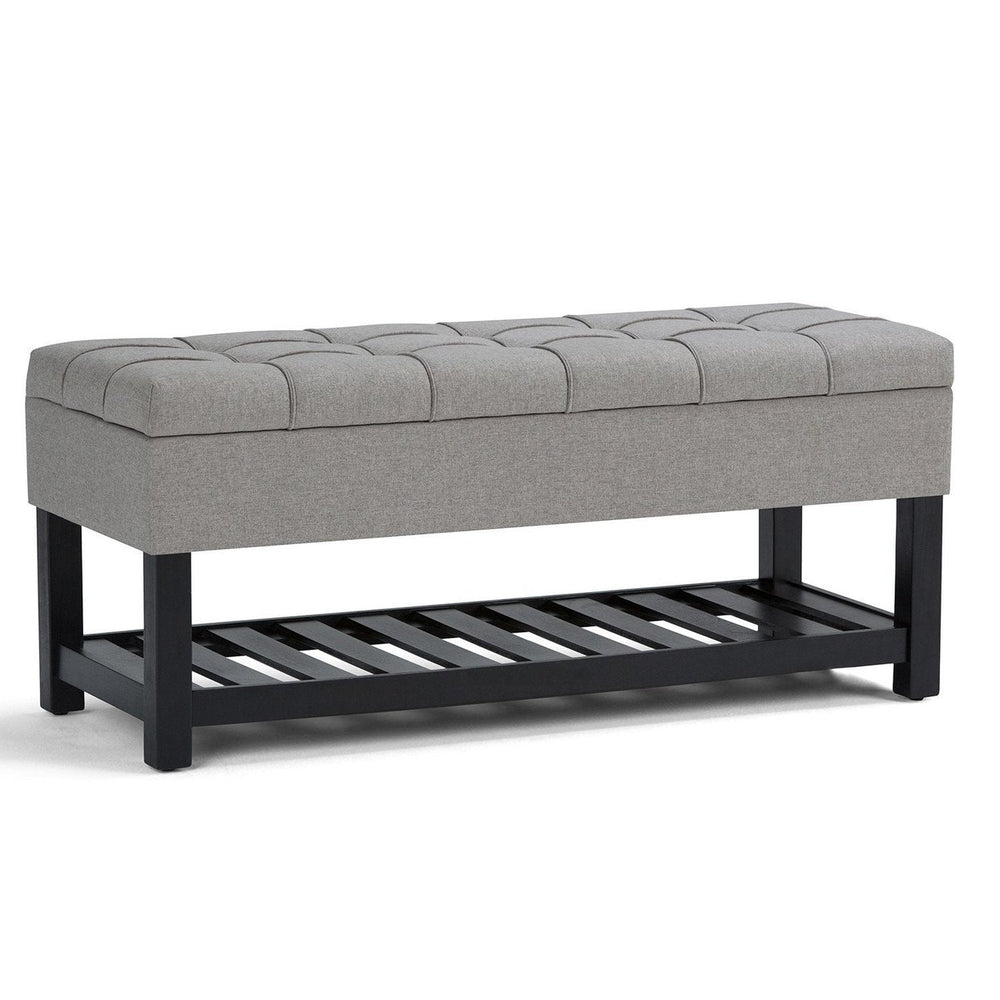 Saxon Ottoman Bench Storage Linen Tufted 43.5in Entryway Living Room Furniture Image 2