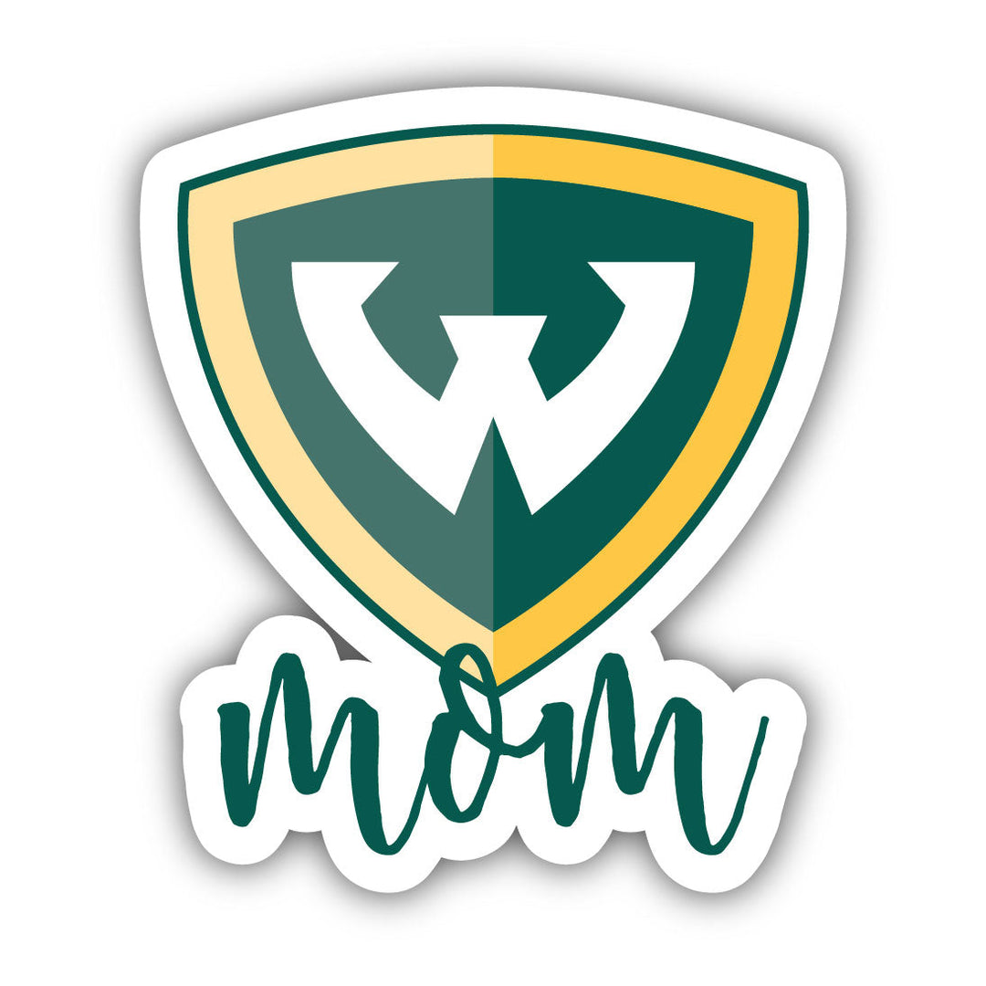Wayne State 4-Inch Proud Mom Vinyl Decal Sticker Officially Licensed Collegiate Product Image 1