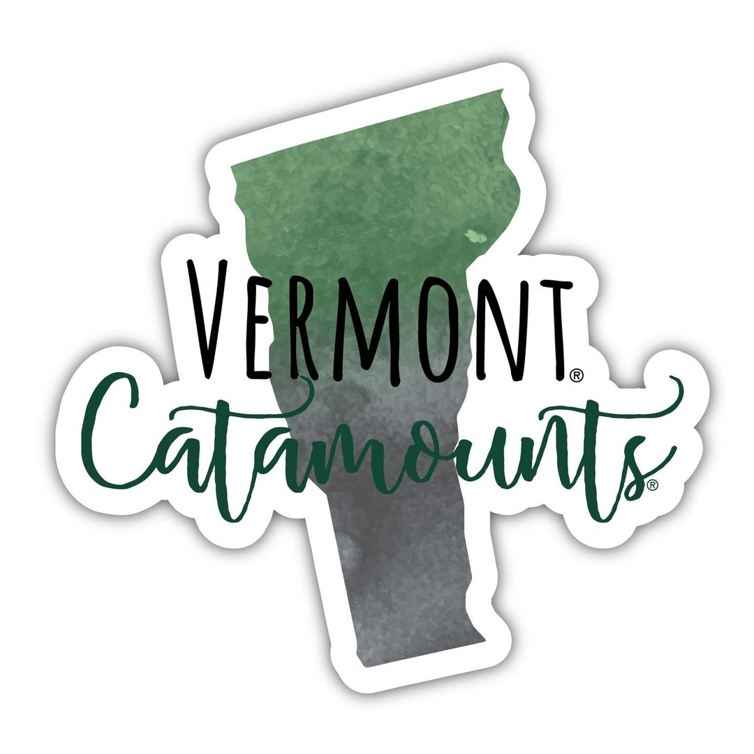 Vermont Catamounts Watercolor State Die Cut Decal 4-Inch Officially Licensed Collegiate Product Image 1